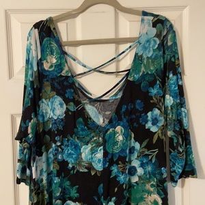 Wet Seal+ floral dress with cross cross back